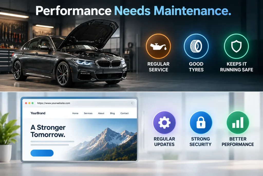 Website maintenance compared with regular maintenance of a business asset